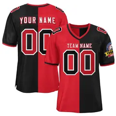 Red Black Split Two Tone Authentic Football Jersey