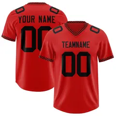 Red Black Square Neckline Classic Authentic Football Jersey