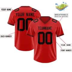 Red Black Square Neckline Classic Authentic Football Jersey 2