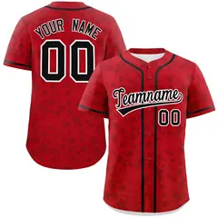 Red Black Star Graffiti Authentic Baseball Jersey