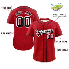 Red Black Star Graffiti Authentic Baseball Jersey 2