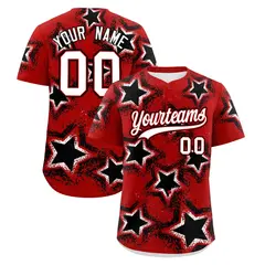 Red Black Star Graffiti Baseball Jersey