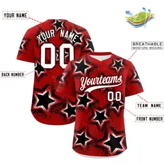 Red Black Star Graffiti Baseball Jersey 2