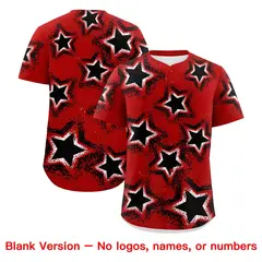 Red Black Star Graffiti Baseball Jersey 9