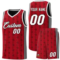 Red Black Star Graffiti Pattern Basketball Jersey