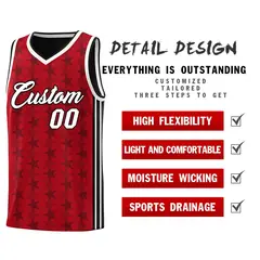 Red Black Star Graffiti Pattern Basketball Jersey 2