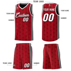 Red Black Star Graffiti Pattern Basketball Jersey 5