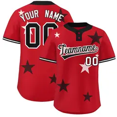 Red Black Star Graffiti Two-Button Baseball Jersey