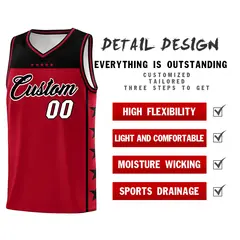 Red Black Star Pattern Basketball Uniform Jersey 2