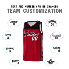 Red Black Star Pattern Basketball Uniform Jersey 4