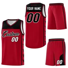 Red Black Star Pattern Basketball Uniform Jersey 6