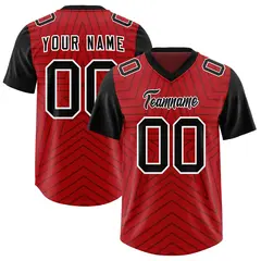 Red Black Star Pattern Raglan Sleeves Football Jersey 1