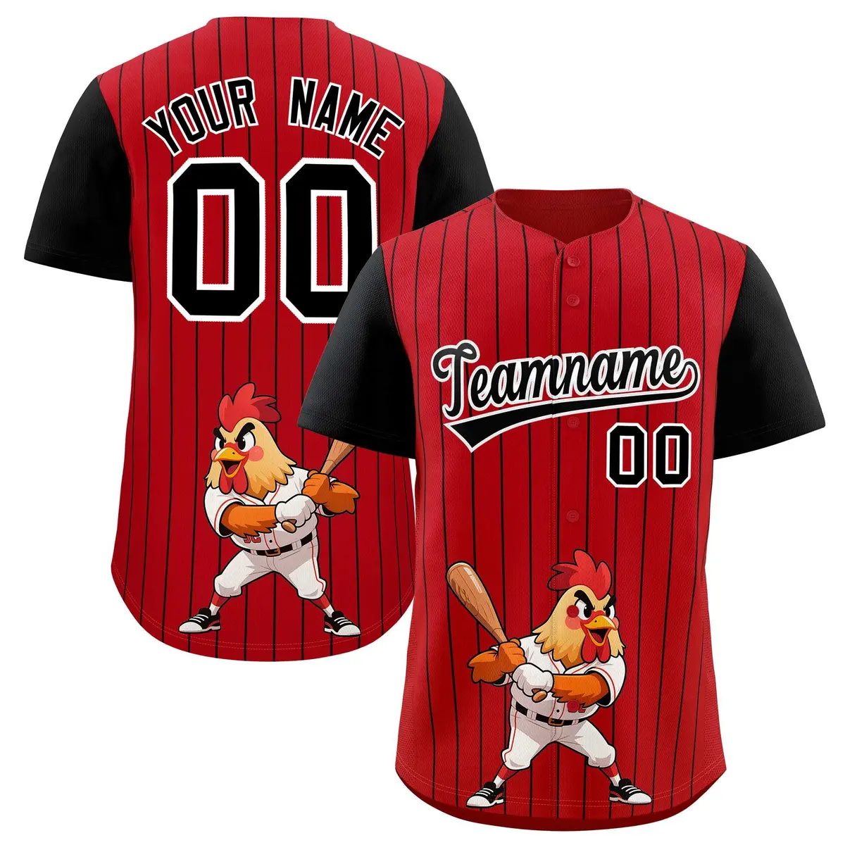 Red Black Stripe Animals Graffiti Raglan Baseball Jersey