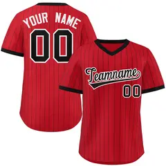 Red Black Stripe Authentic Pullover Baseball Jersey