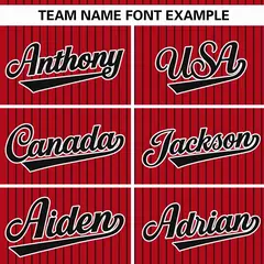 Red Black Stripe Authentic Pullover Baseball Jersey 3