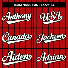 Red Black Stripe Full Button Authentic Baseball Jersey 4