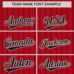 Red Black Stripe Raglan Authentic Baseball Jersey 3