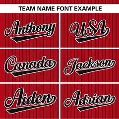 Red Black Stripe Two-Button Softball Jersey 4