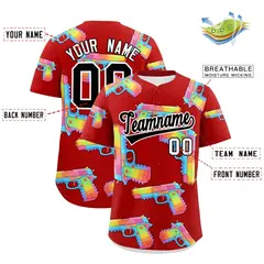 Red Black Sugar-Coated Firepower Graffiti Baseball Jersey 2