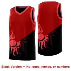 Red Black Sunburst Two Tone Basketball Jersey 2
