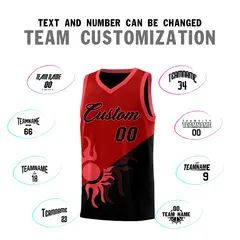 Red Black Sunburst Two Tone Basketball Jersey 5