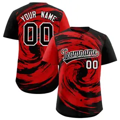 Red Black Swirl Graffiti Baseball Jersey