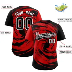 Red Black Swirl Graffiti Baseball Jersey 2