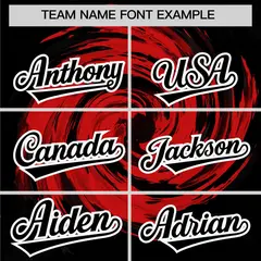 Red Black Swirl Graffiti Baseball Jersey 3