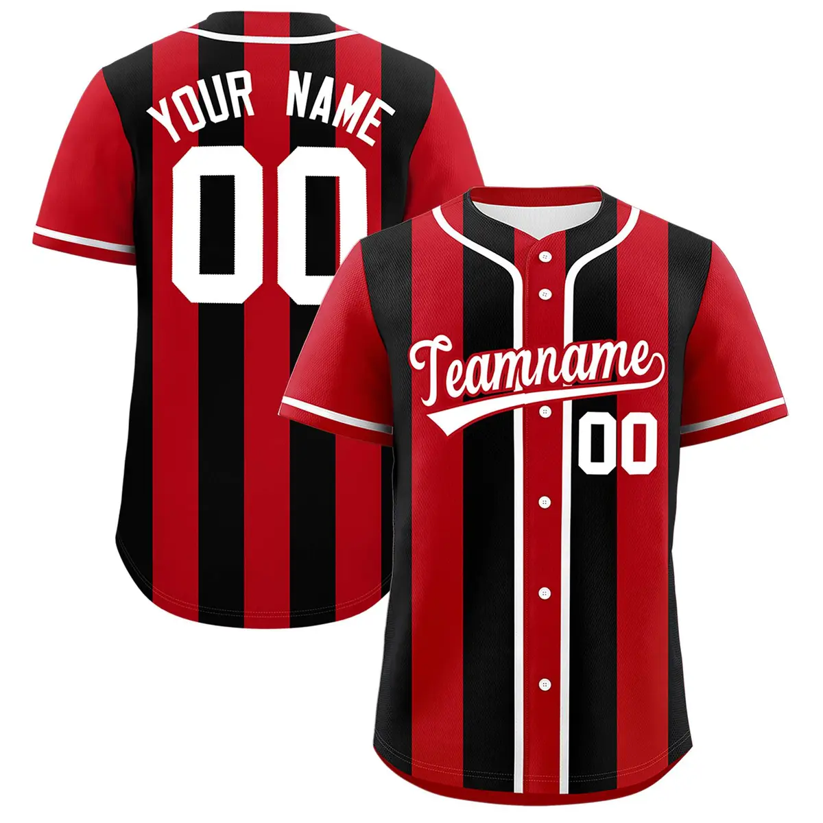 Red Black Thick Stripe Authentic Baseball Jersey