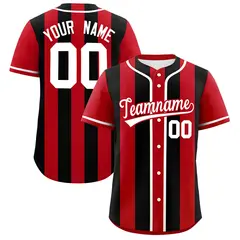 Red Black Thick Stripe Authentic Baseball Jersey