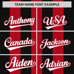 Red Black Thick Stripe Authentic Baseball Jersey 3