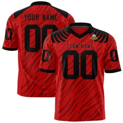 Red Black Tiger Stripe Graffiti Pattern Football Jersey
