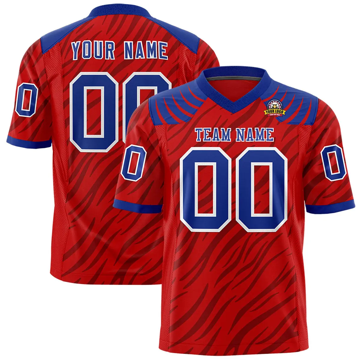Red Black Tiger Stripe Graffiti Pattern Football Jersey