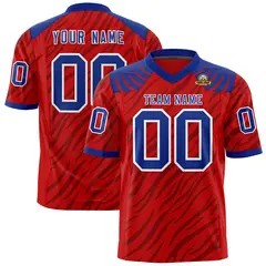 Red Black Tiger Stripe Graffiti Pattern Football Jersey 1