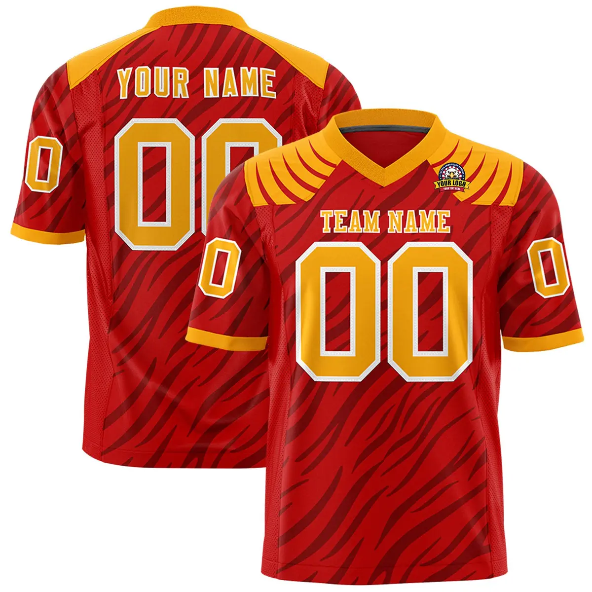 Red Black Tiger Stripe Graffiti Pattern Football Jersey