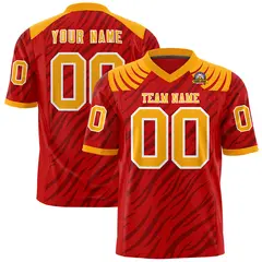 Red Black Tiger Stripe Graffiti Pattern Football Jersey 1