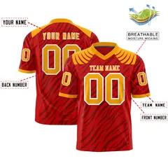 Red Black Tiger Stripe Graffiti Pattern Football Jersey 2