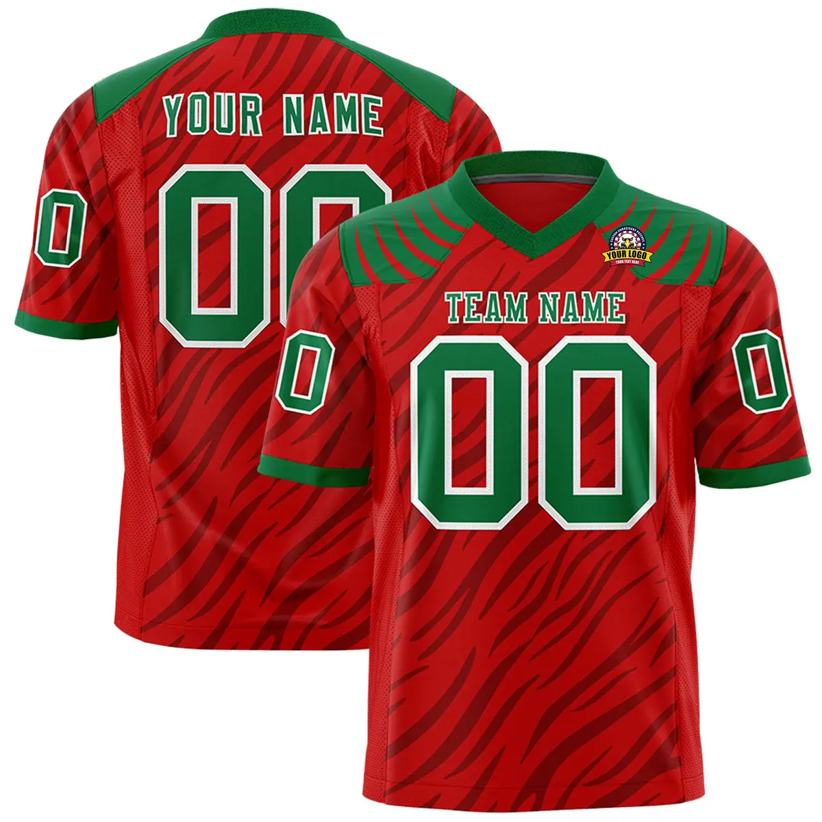 Red Black Tiger Stripe Graffiti Pattern Football Jersey
