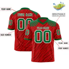 Red Black Tiger Stripe Graffiti Pattern Football Jersey 2