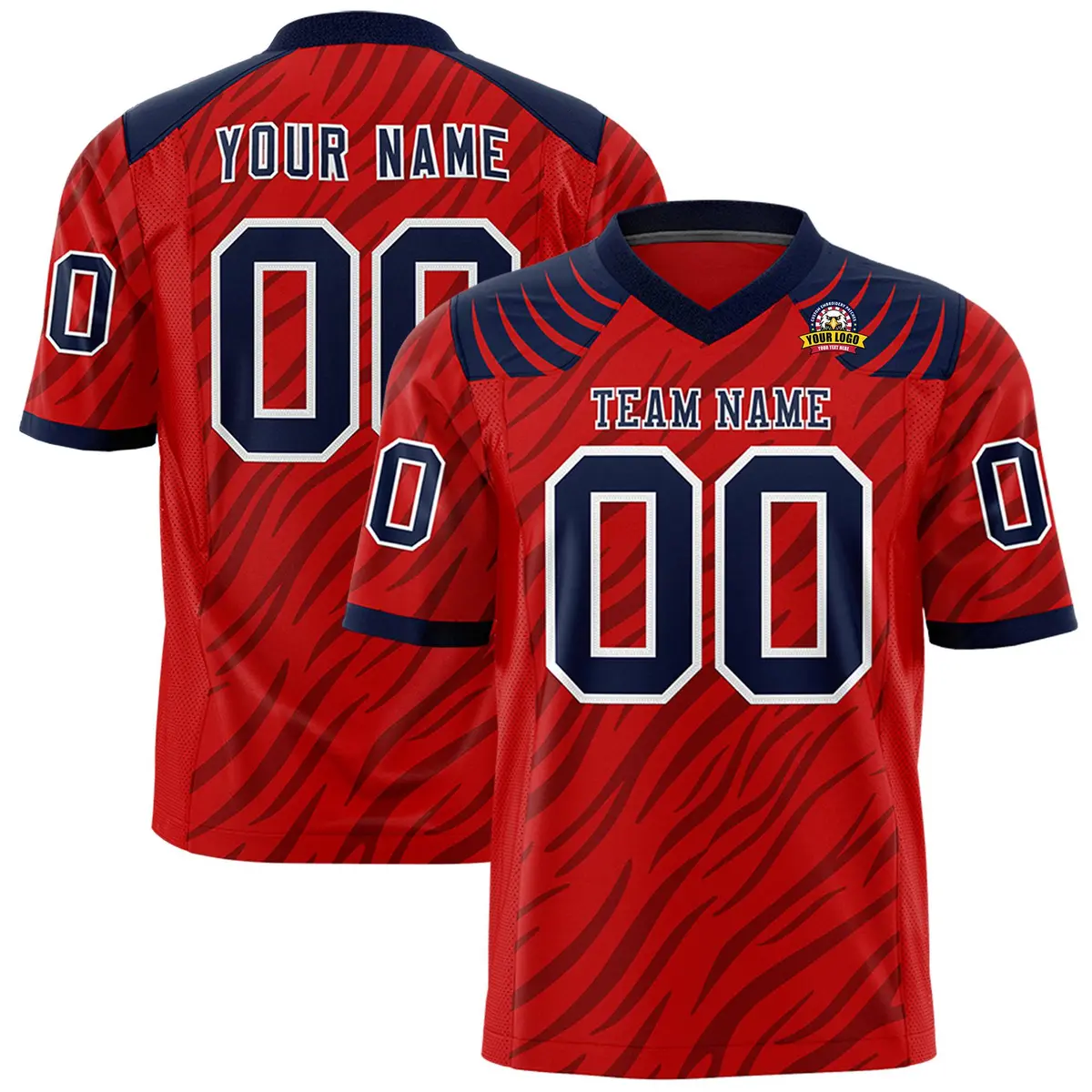 Red Black Tiger Stripe Graffiti Pattern Football Jersey