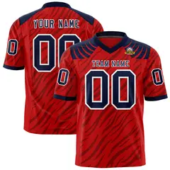 Red Black Tiger Stripe Graffiti Pattern Football Jersey 1