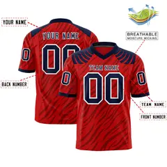 Red Black Tiger Stripe Graffiti Pattern Football Jersey 2