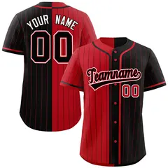 Red Black Two Tone Striped Authentic Baseball Jersey