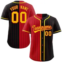 Red Black Two Tone Striped Authentic Baseball Jersey 1
