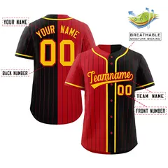 Red Black Two Tone Striped Authentic Baseball Jersey 2