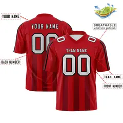 Red Black Vertical Fine Stripe Gradient Football Jersey 2