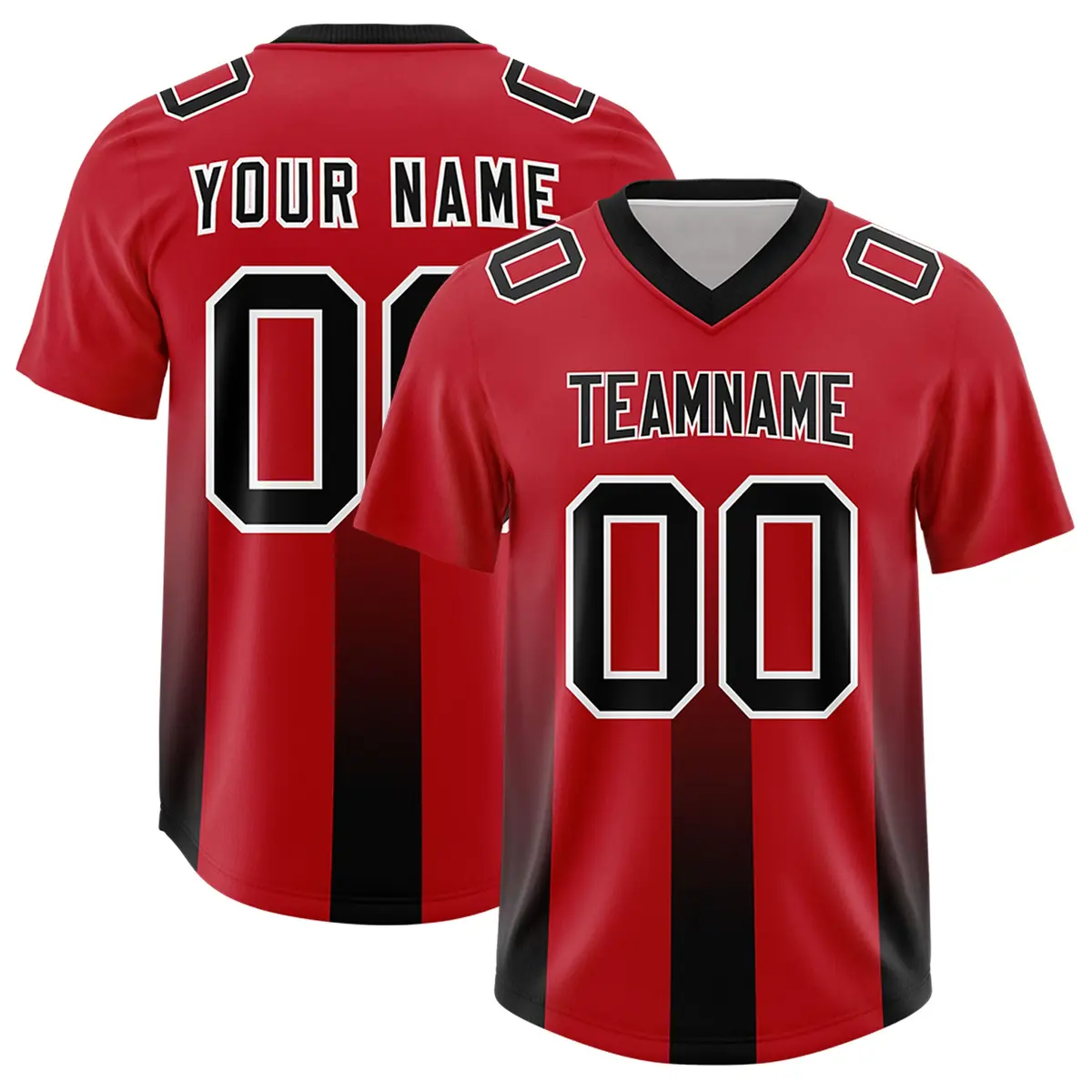 Red Black Vertical Stripe Gradient Team Football Jersey