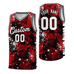 Red Black Vice Burst Graffiti Pattern Basketball Jersey 1