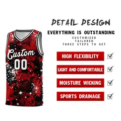Red Black Vice Burst Graffiti Pattern Basketball Jersey 2