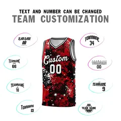 Red Black Vice Burst Graffiti Pattern Basketball Jersey 4